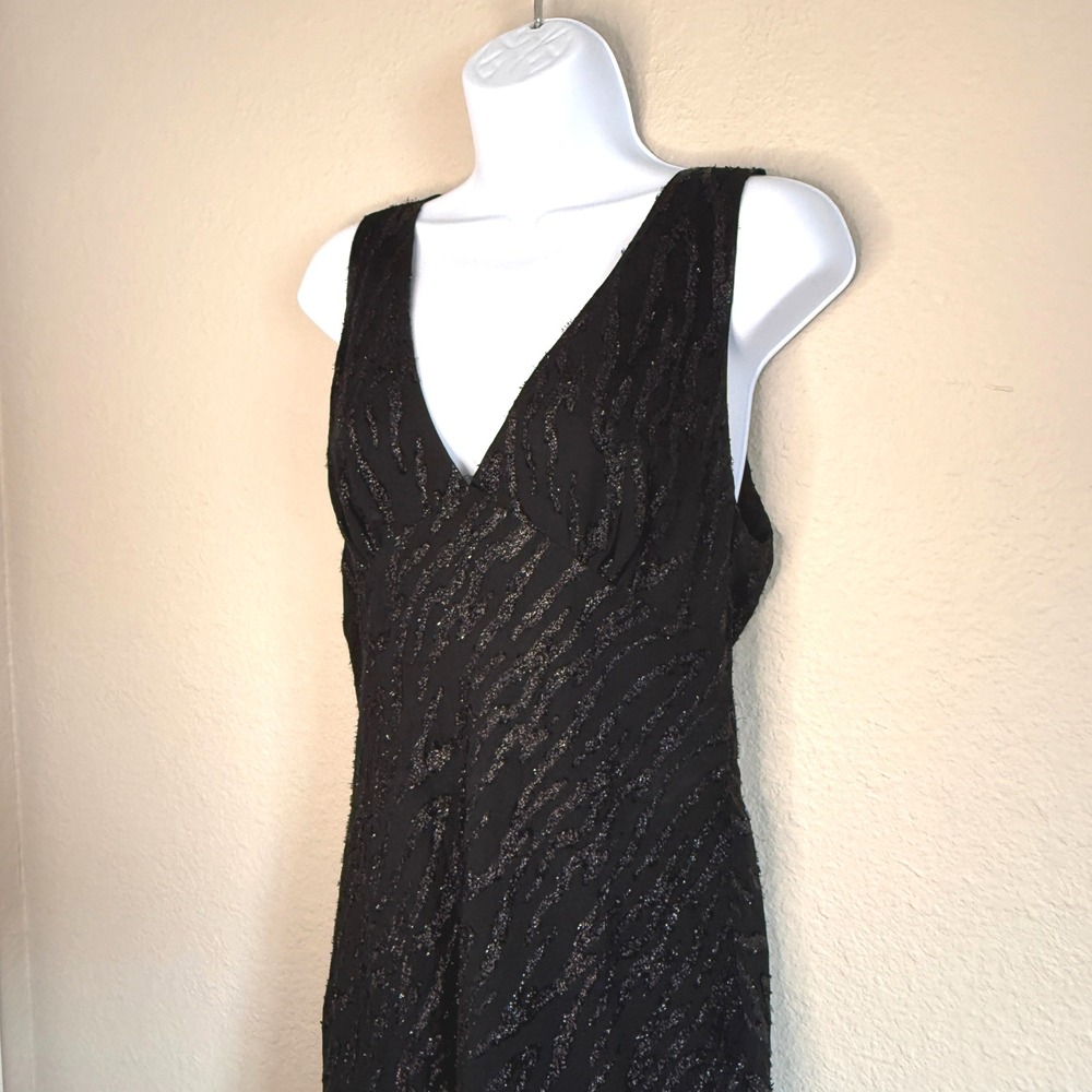 Vintage Nicole Miller 10 Black Babydoll Zebra Glitter Midi Dress Hoco Whimsigoth